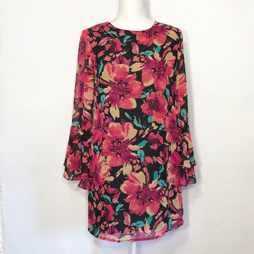 Leyden Floral Long Bell Sleeved Dress